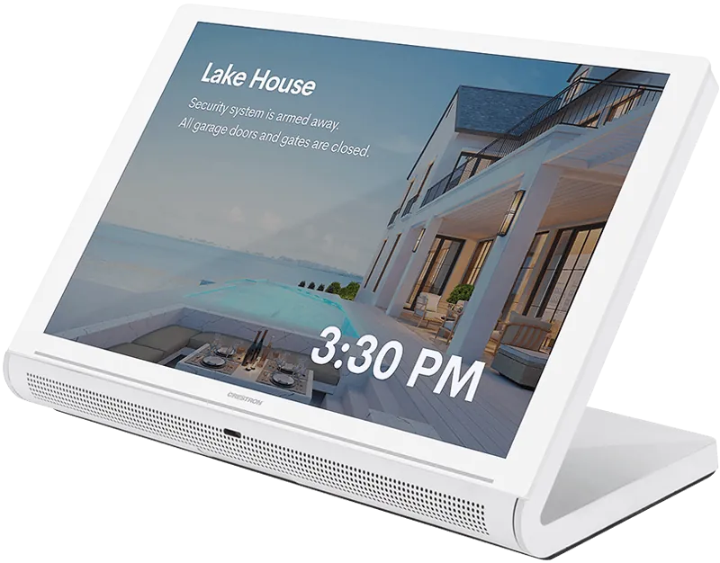 A Crestron tabletop touch screen