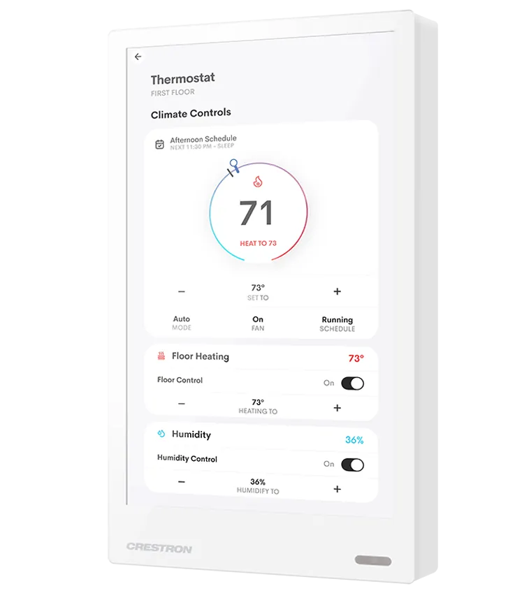A Crestron wall touch screen